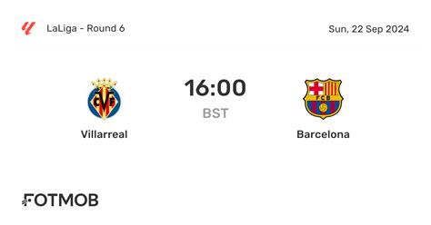 Villarreal vs Barcelona live score, H2H and lineups 